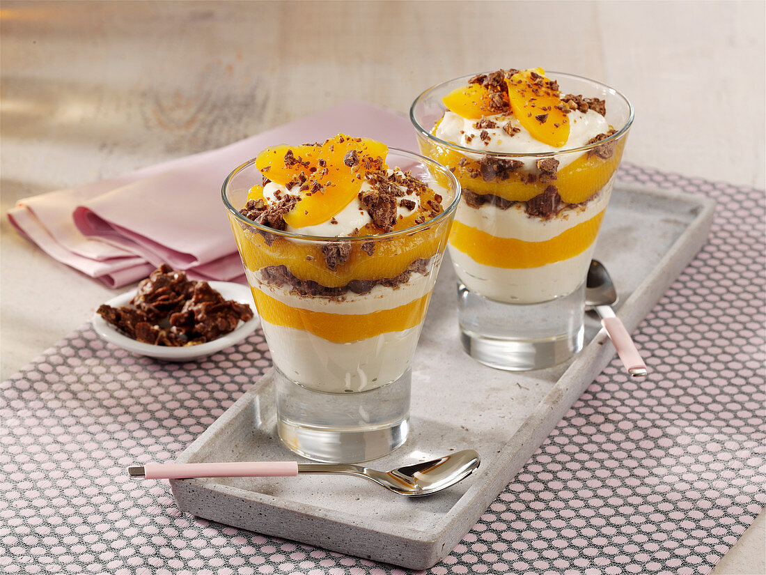 Peach trifle with cottage cheese