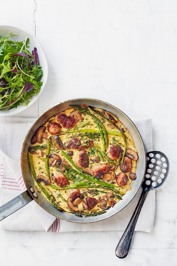 Tarragon, mushroom and sausage frittata