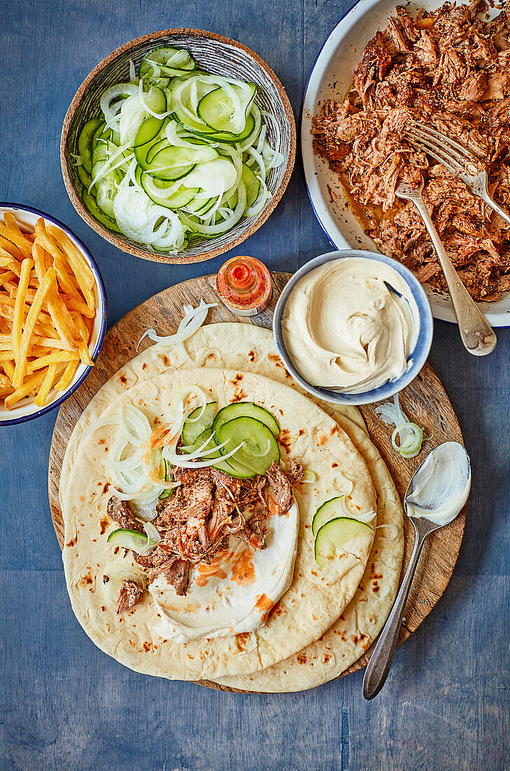 Slow-cooked lamb gyros