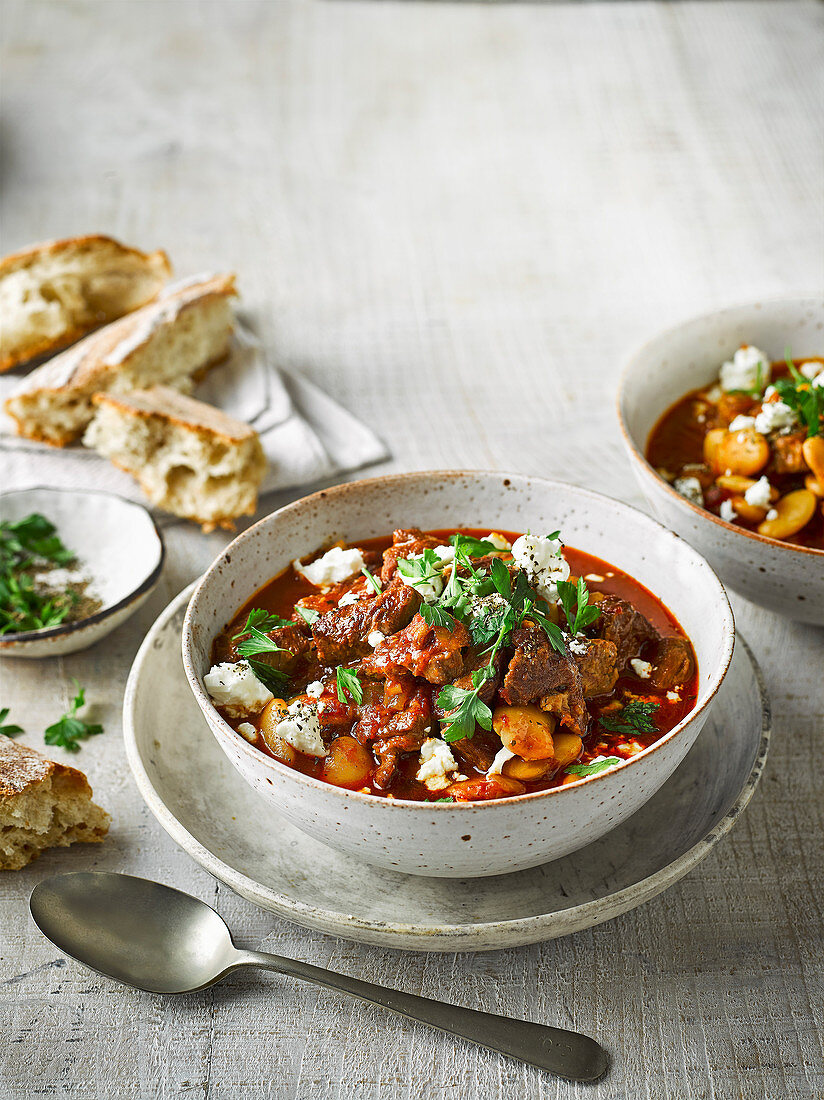Lamb and Tomato Stew With Butter Beans and Feta