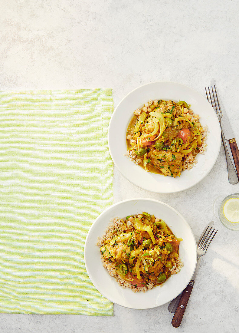 Moroccan chicken with fennel and olives