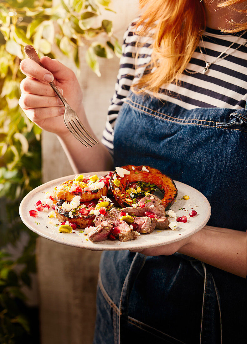 Charred squash and spiced lamb