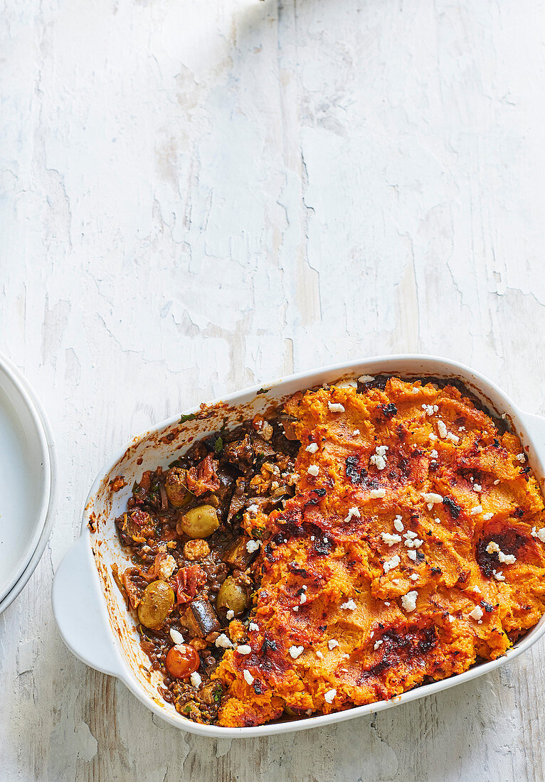 Würzige Auberginenpie mit Harissa