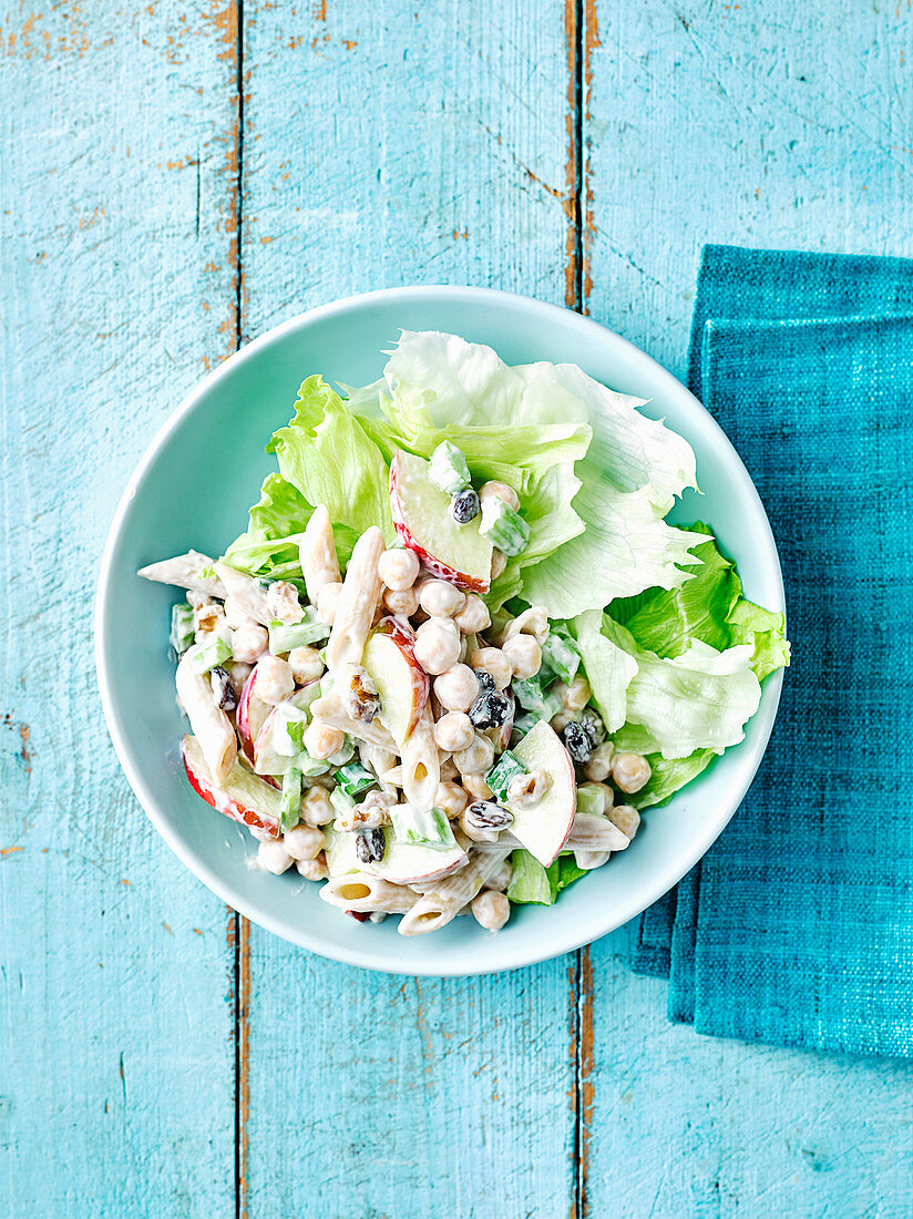 apple and penne slaw with walnuts