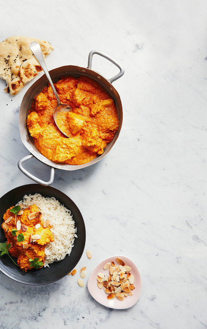 Slow cooker chicken korma with toasted almonds