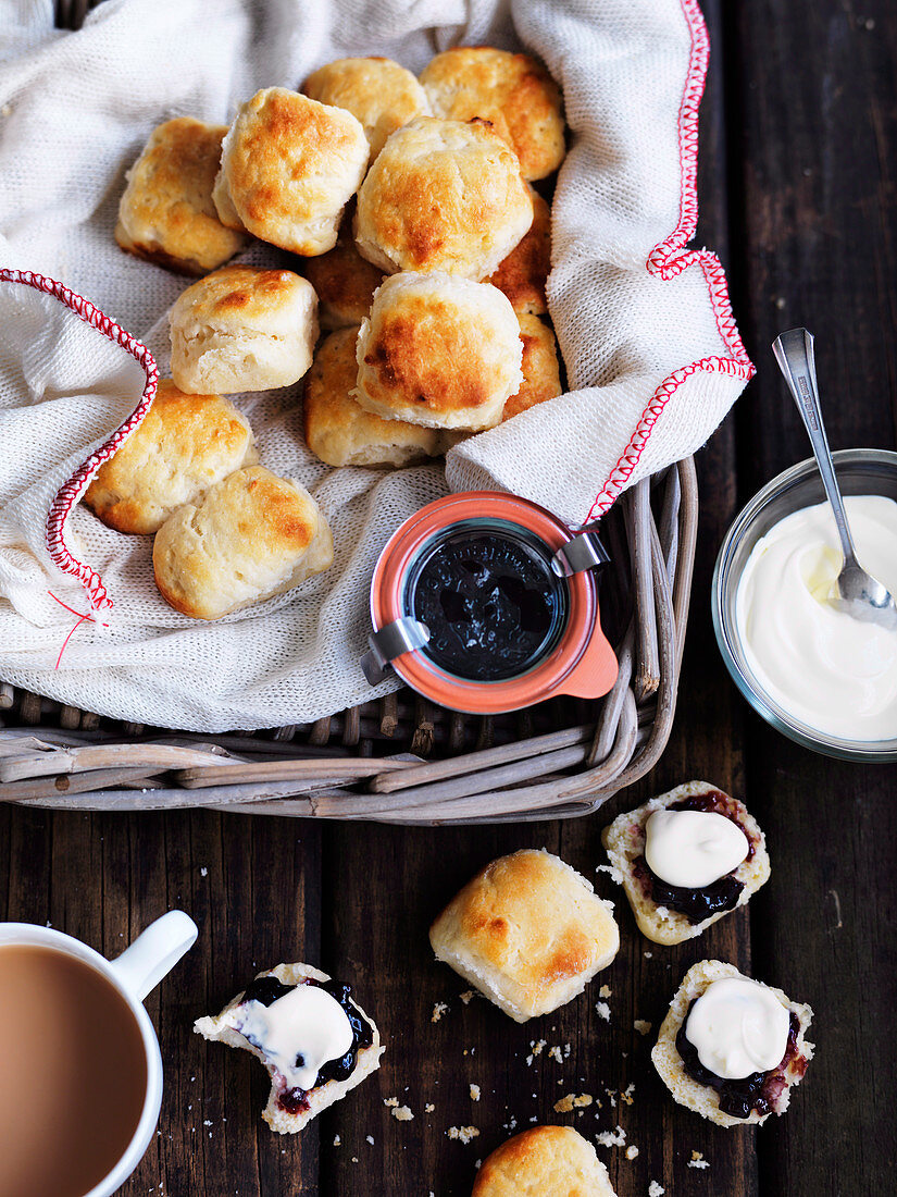 Buttermilk scones with jam and cream