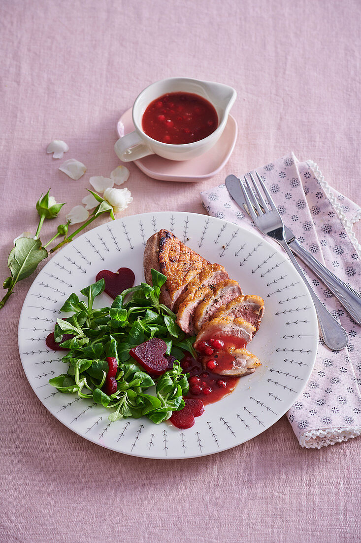 Duck breast with orange and cranberry sauce