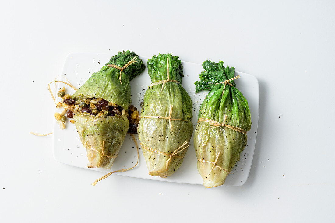 Stuffed chicory parcels