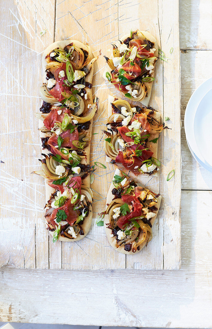 Tear and share feta flatbreads