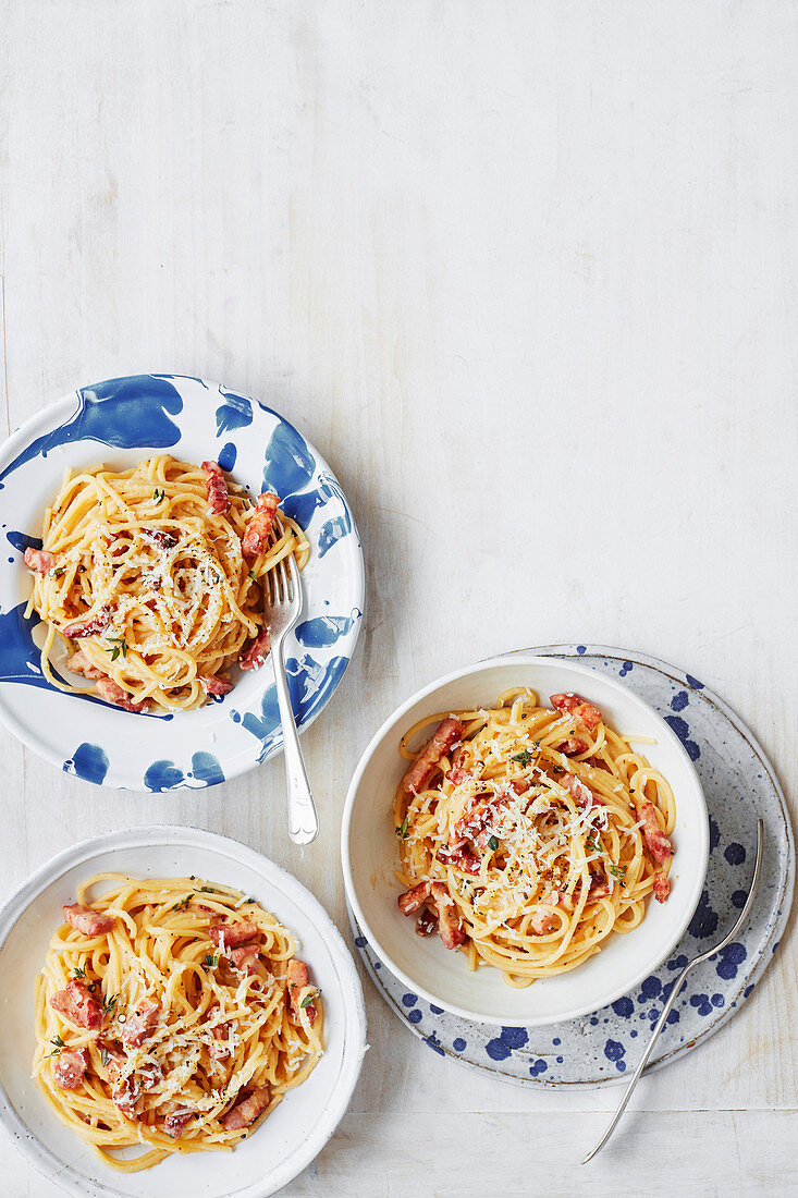 Spaghetti mit Steckrüben und Pancetta