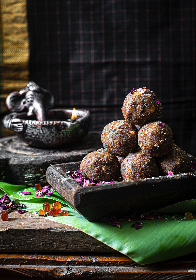 Flattened rice and coconut ladoo