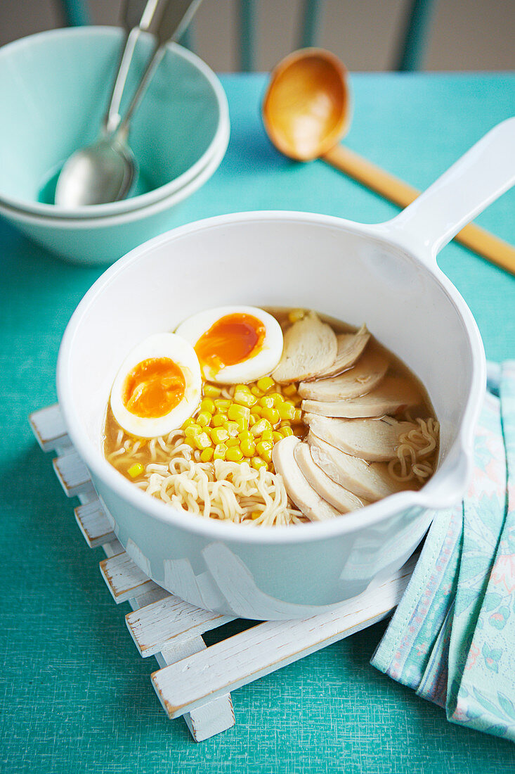 Chicken and sweetcorn ramen