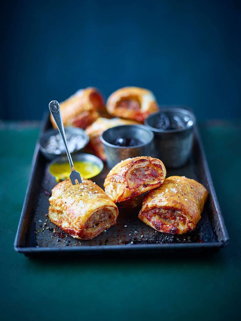 Cheese and marmite sausage rolls