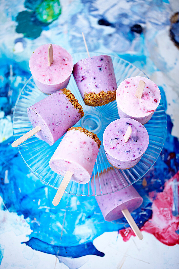 Blueberry ice cream lollies