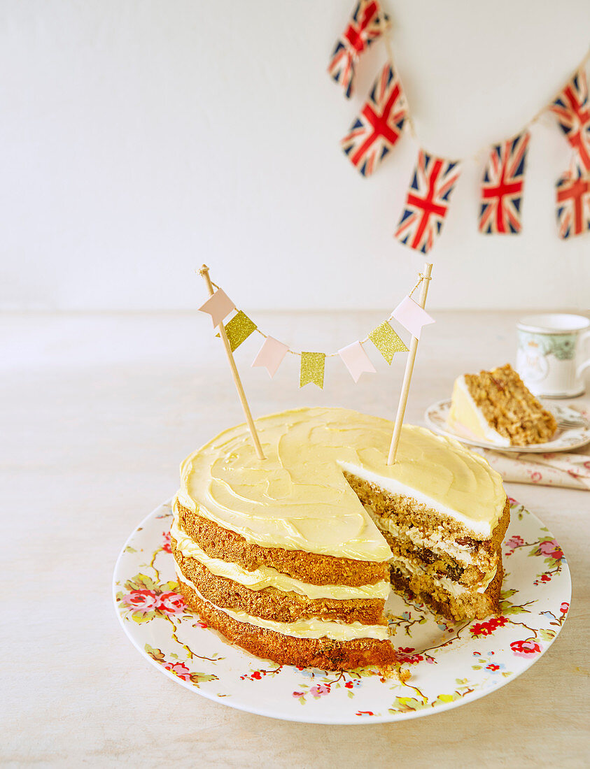 Anglo-American, bourbon-infused carrot cake for a royal wedding tea