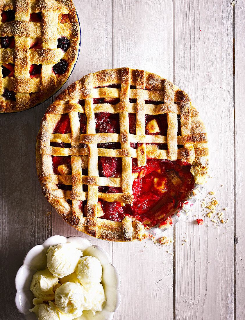 Plum and marzipan pie