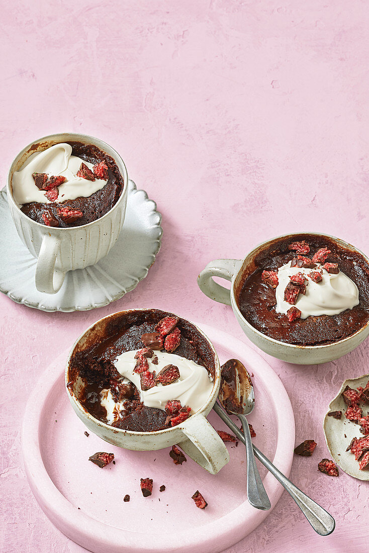 Cherry ripe molten microwave puddings