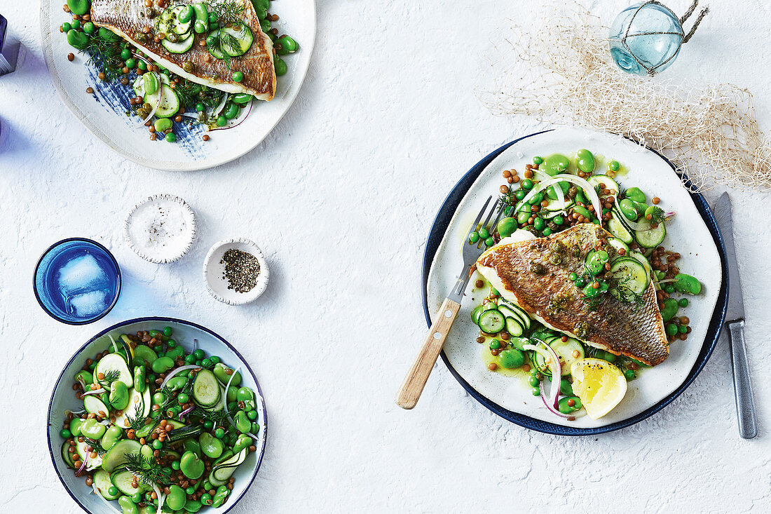 Snapper with crispy caper and lemon dressing