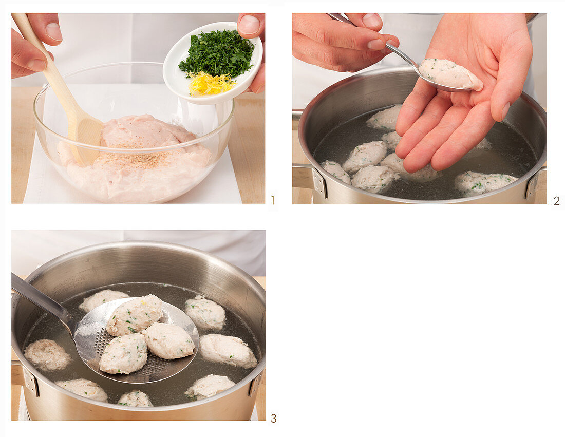 Preparing sausage meat dumplings