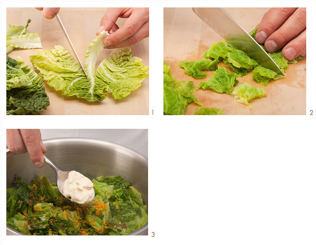 Savoy cabbage medley with horseradish being made