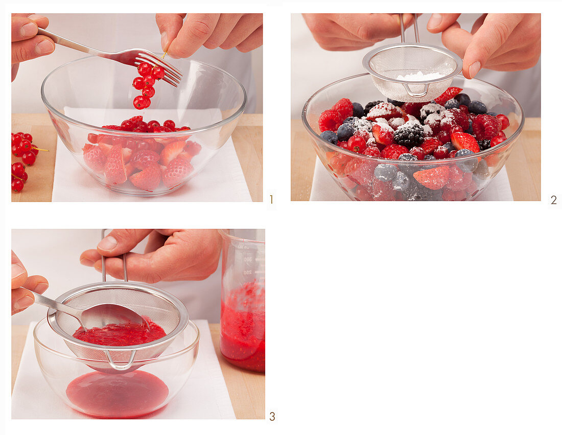 Preparing marinated mixed berries