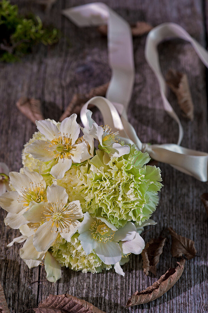 Bouquet of Christmas rose and carnation flowers