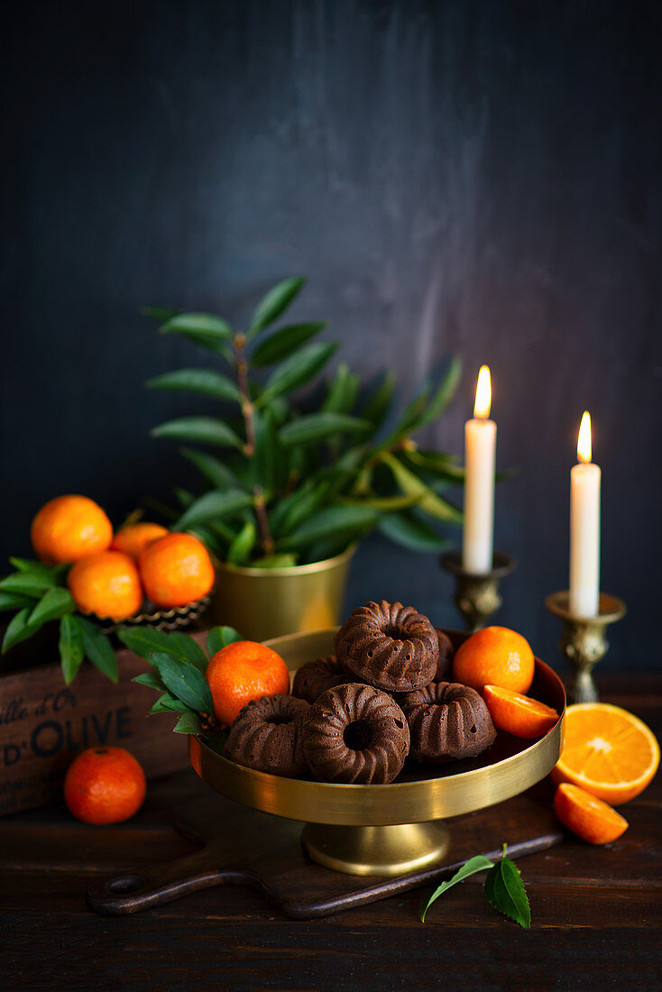 Kleine Orangen-Schoko-Kranzküchlein zu Weihnachten
