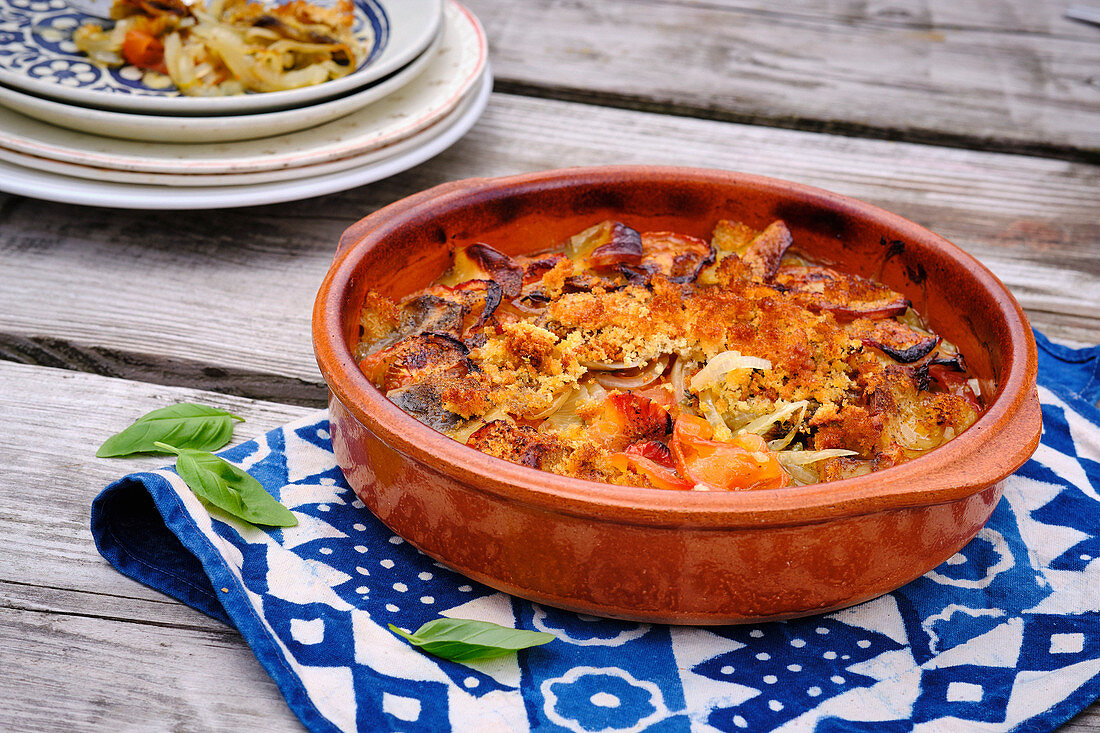 Puglian Potato Onion Tomato Casserole