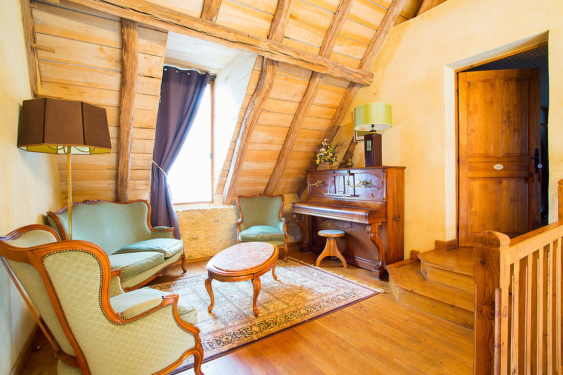 Piano room in attic