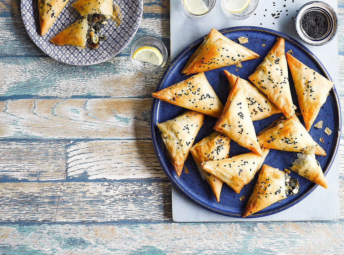Feta, date and spinach pastries