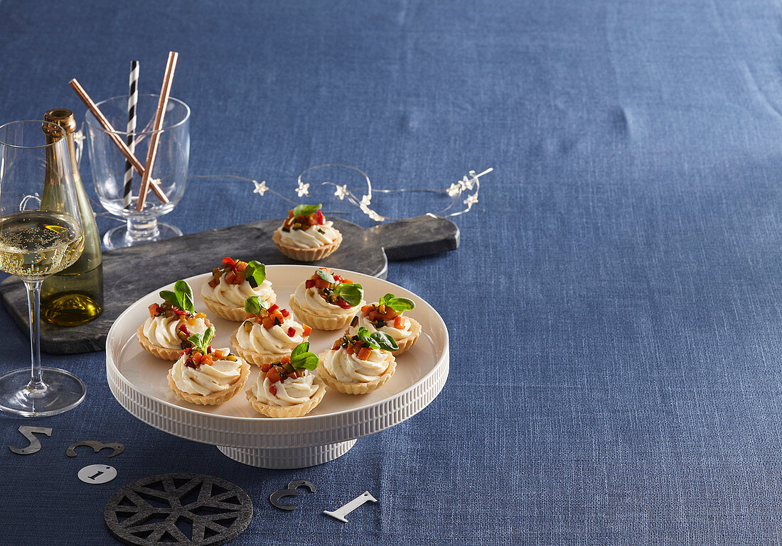 Canapés with soft ripened cheese spread