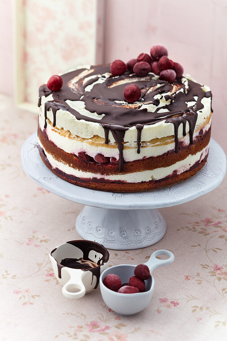 Cherry cream yoghurt naked cake