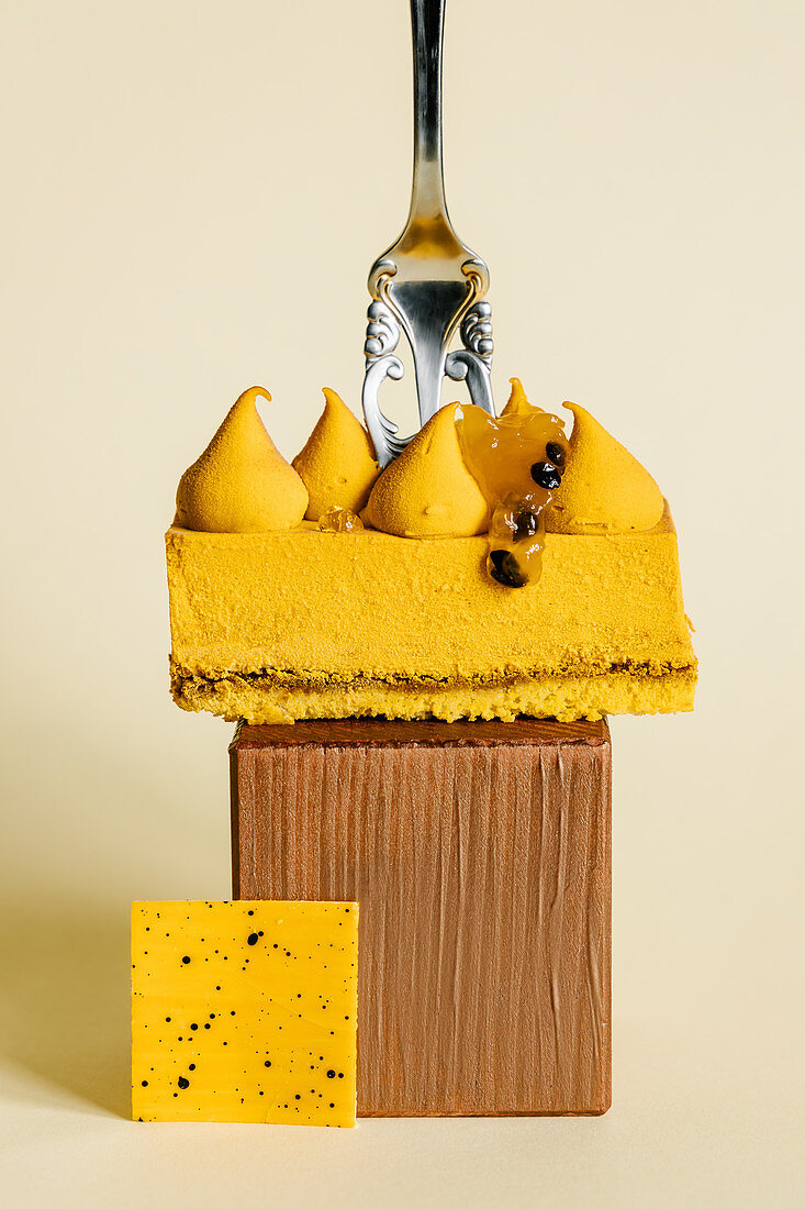 Mango and passion fruit mousse mini cake