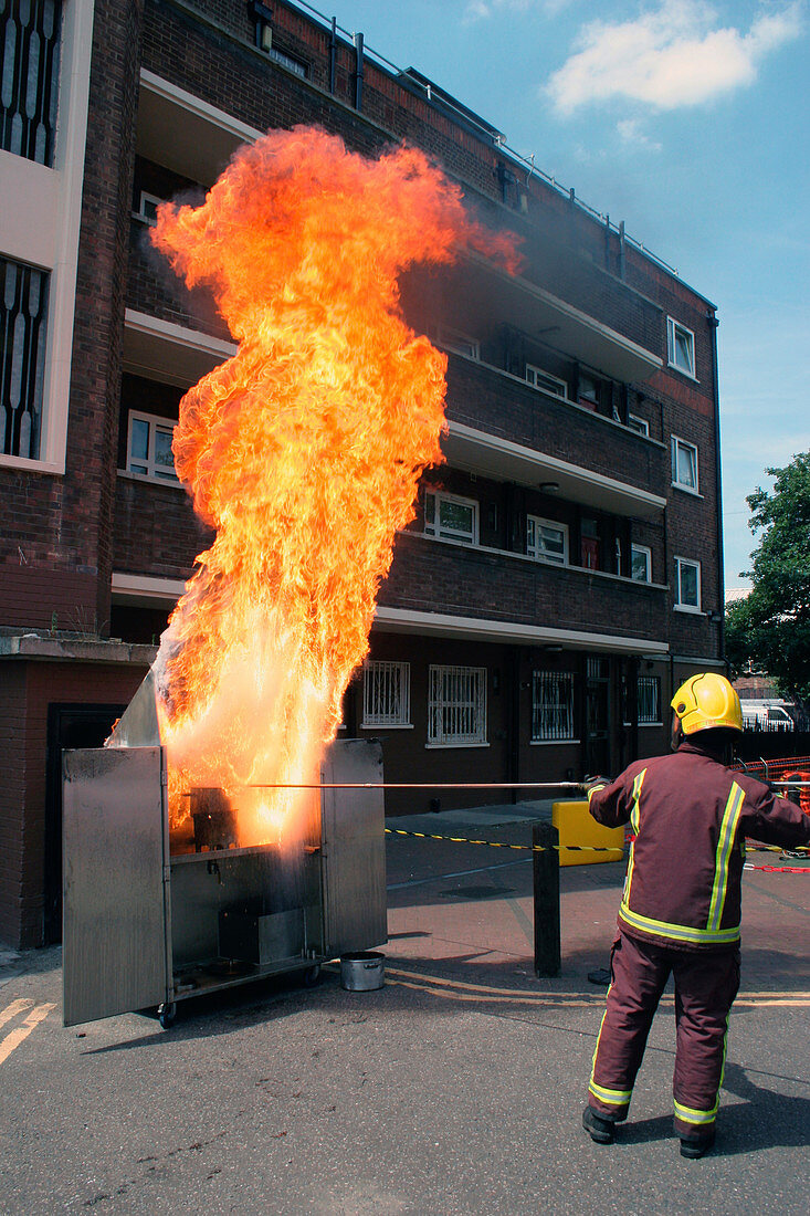 Chip pan fire demonstration