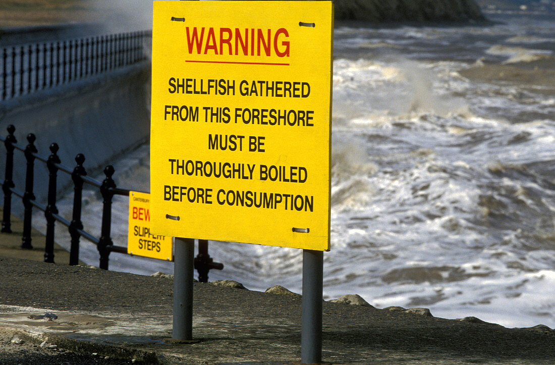 Shellfish warning sign