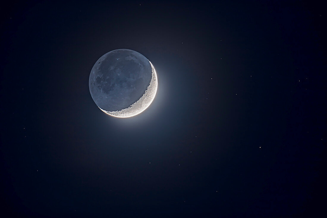 Earthshine on the waxing Moon