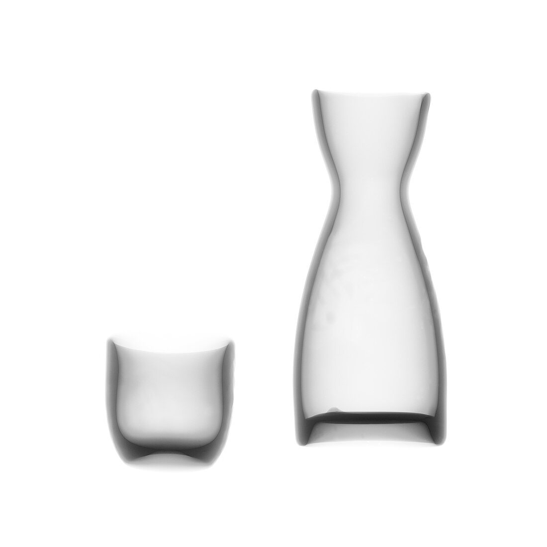 Glass carafe and tumbler, X-ray