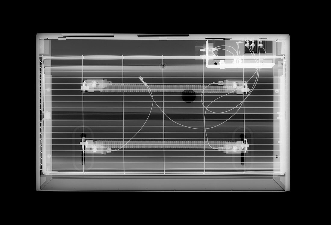 Clockwork alarm clock, X-ray