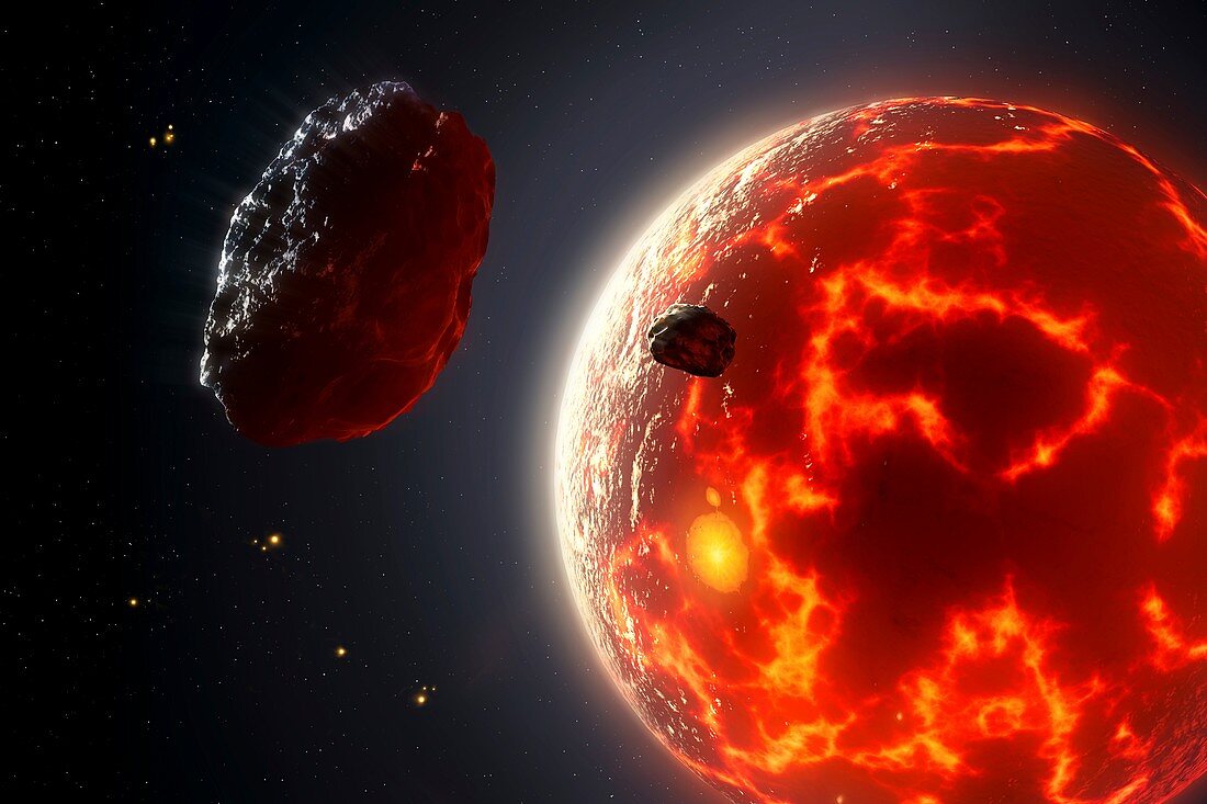 Artwork of a molten exoplanet