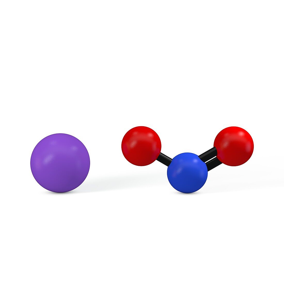 Sodium nitrite molecule, illustration