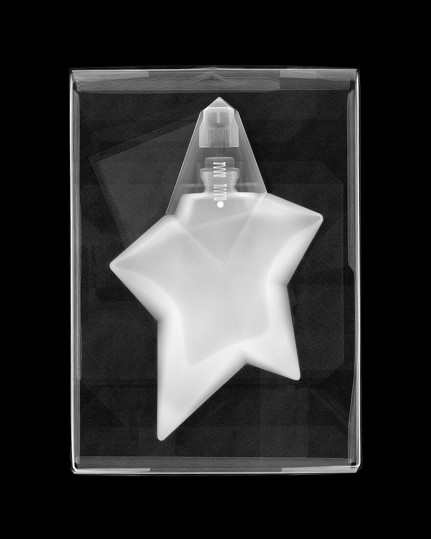 Boxed perfume bottle, X-ray
