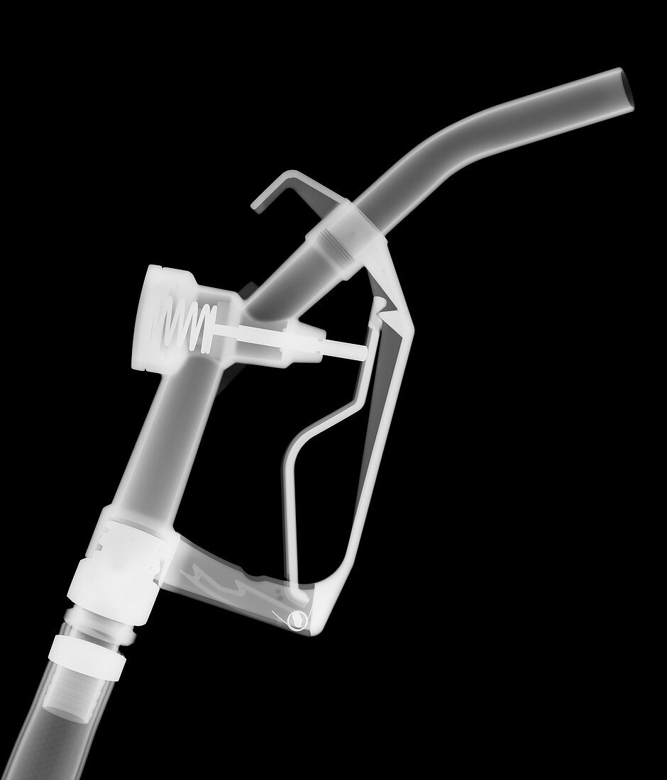 Petrol hand pump and hose, X-ray