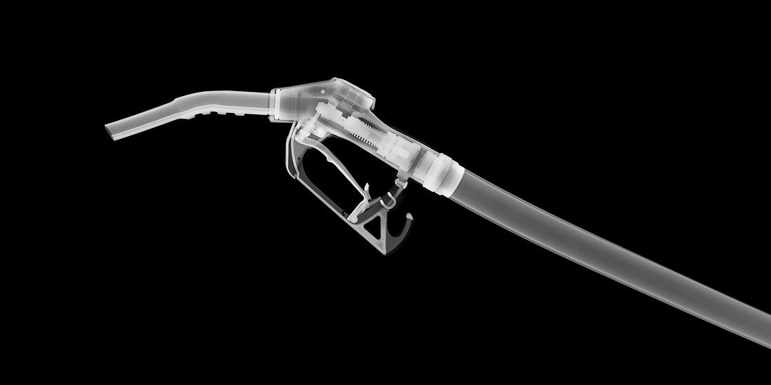 Plastic petrol pump and hose, X-ray