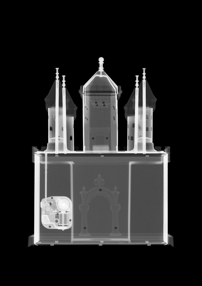Synagogue toy music box, X-ray
