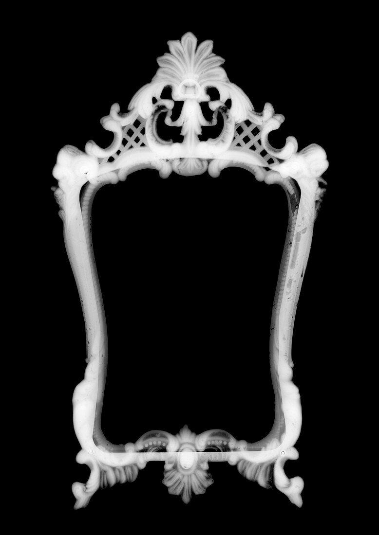 Brass mirror frame, X-ray