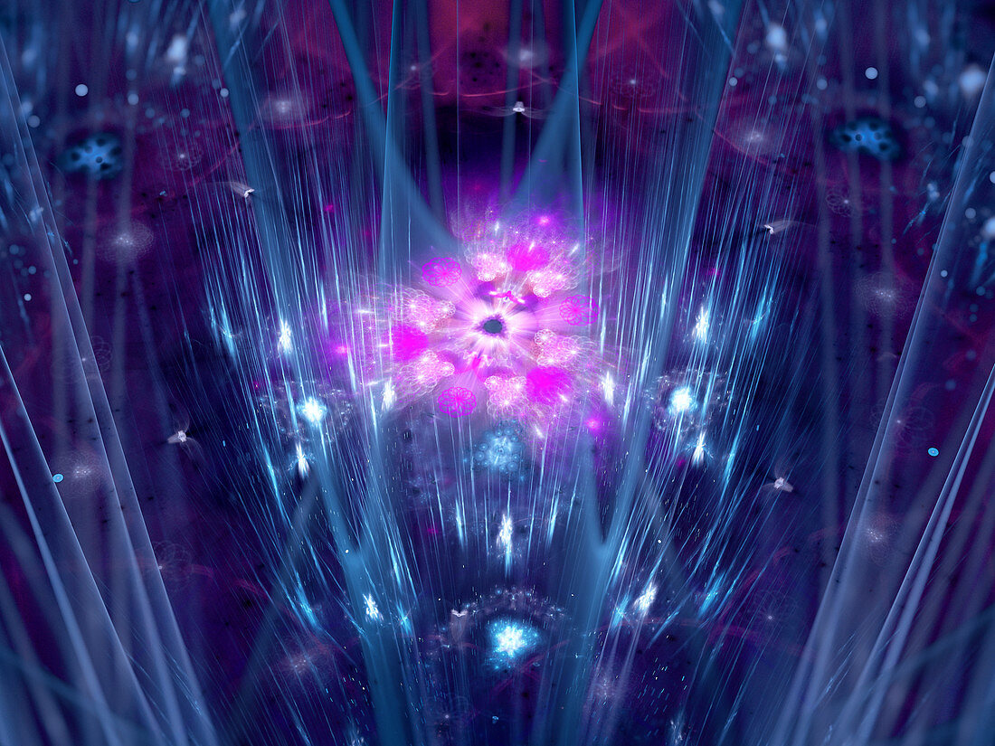 Glowing futuristic quantum entity, abstract illustration