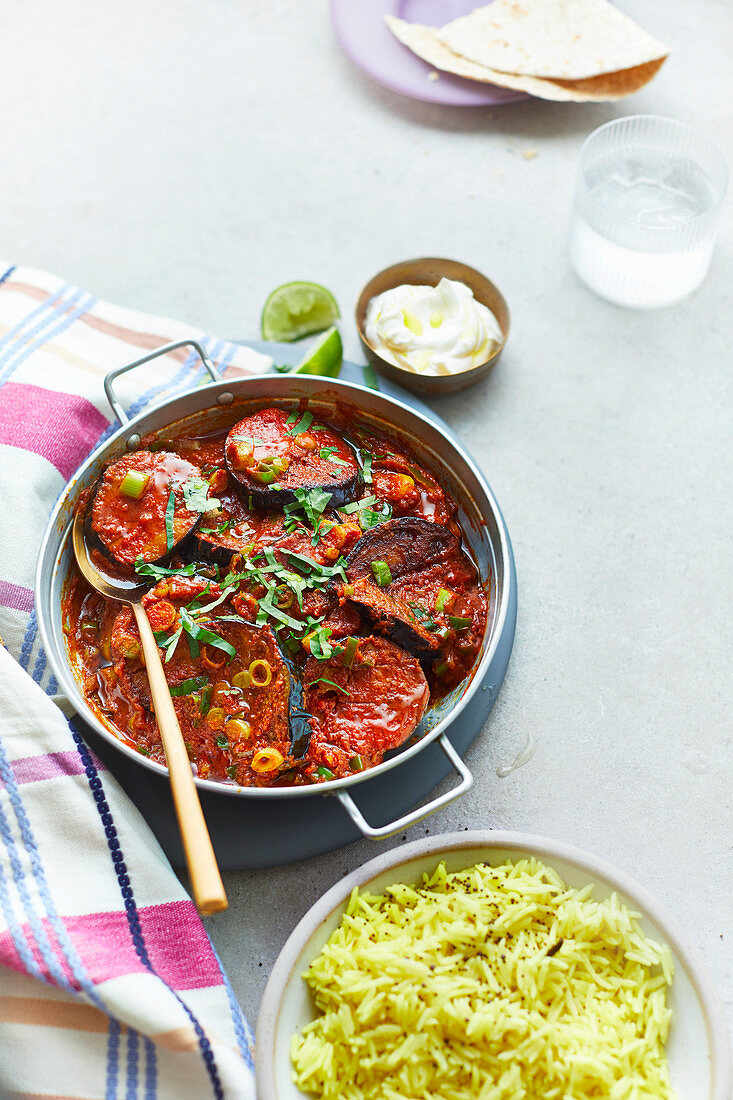 West Indian spiced aubergine curry