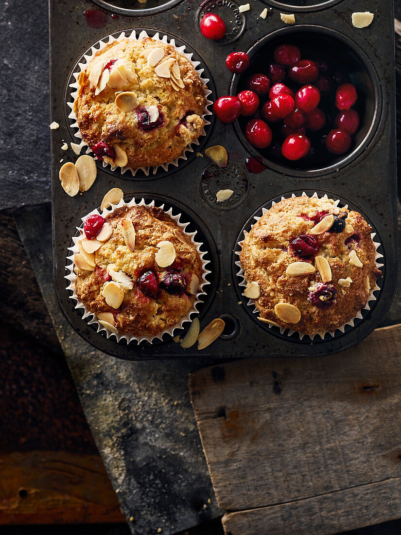 Cranberry and almond muffins
