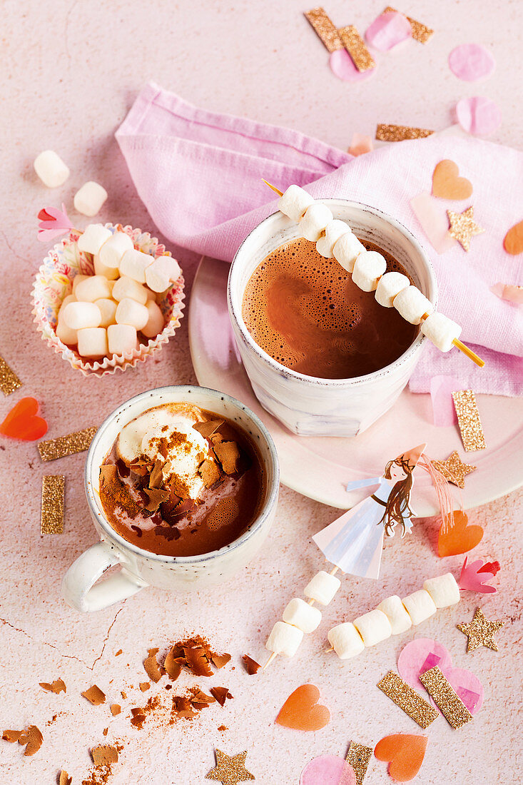 Spiced hot chocolate with mini marshmallows