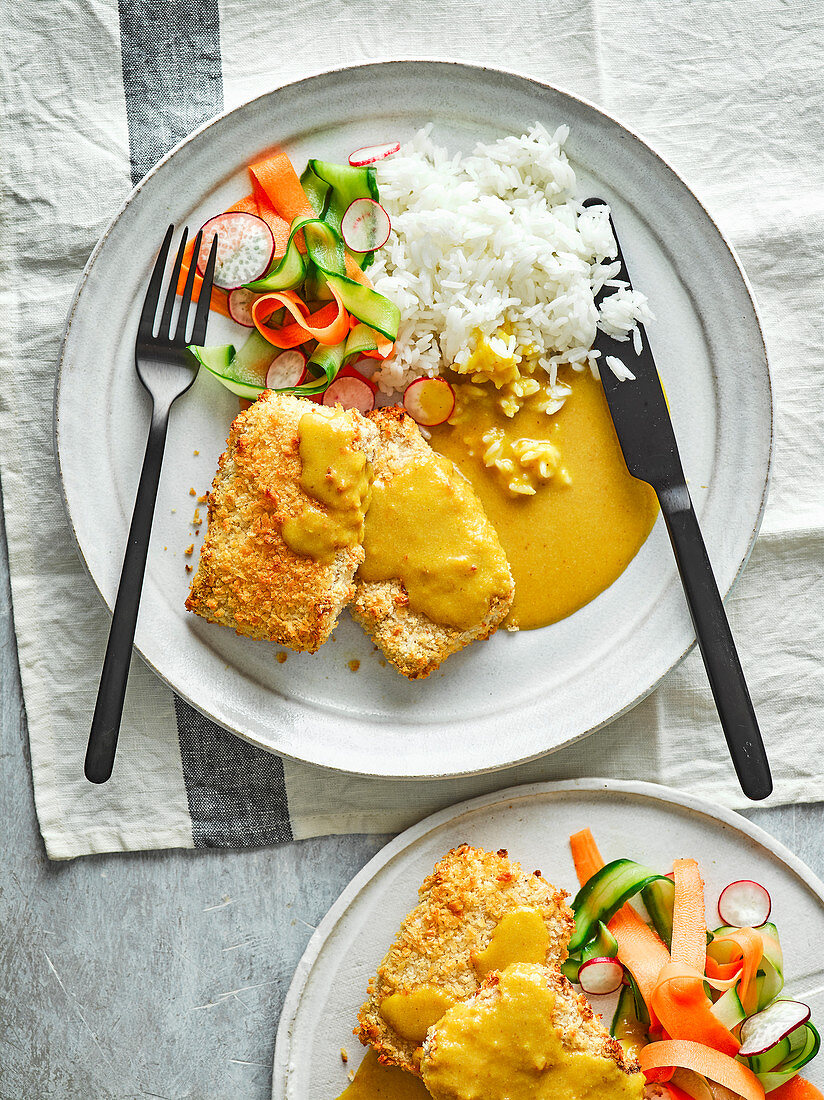 Healthy tofu katsu curry